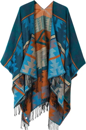 Lacavocor Women's Warm Shawl Wrap Cape Winter Cardigan Sweaters Open Front Poncho