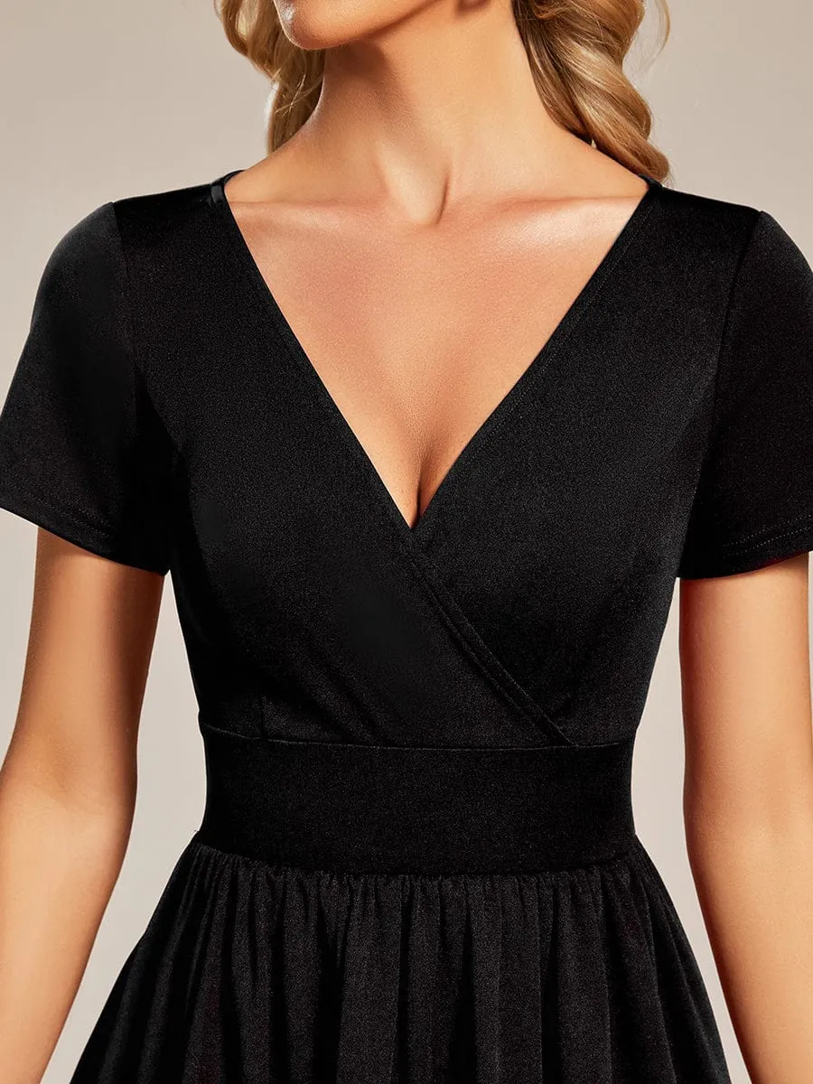 LARA | CASUAL V-NECK SHORT SLEEVE A-LINE DRESS