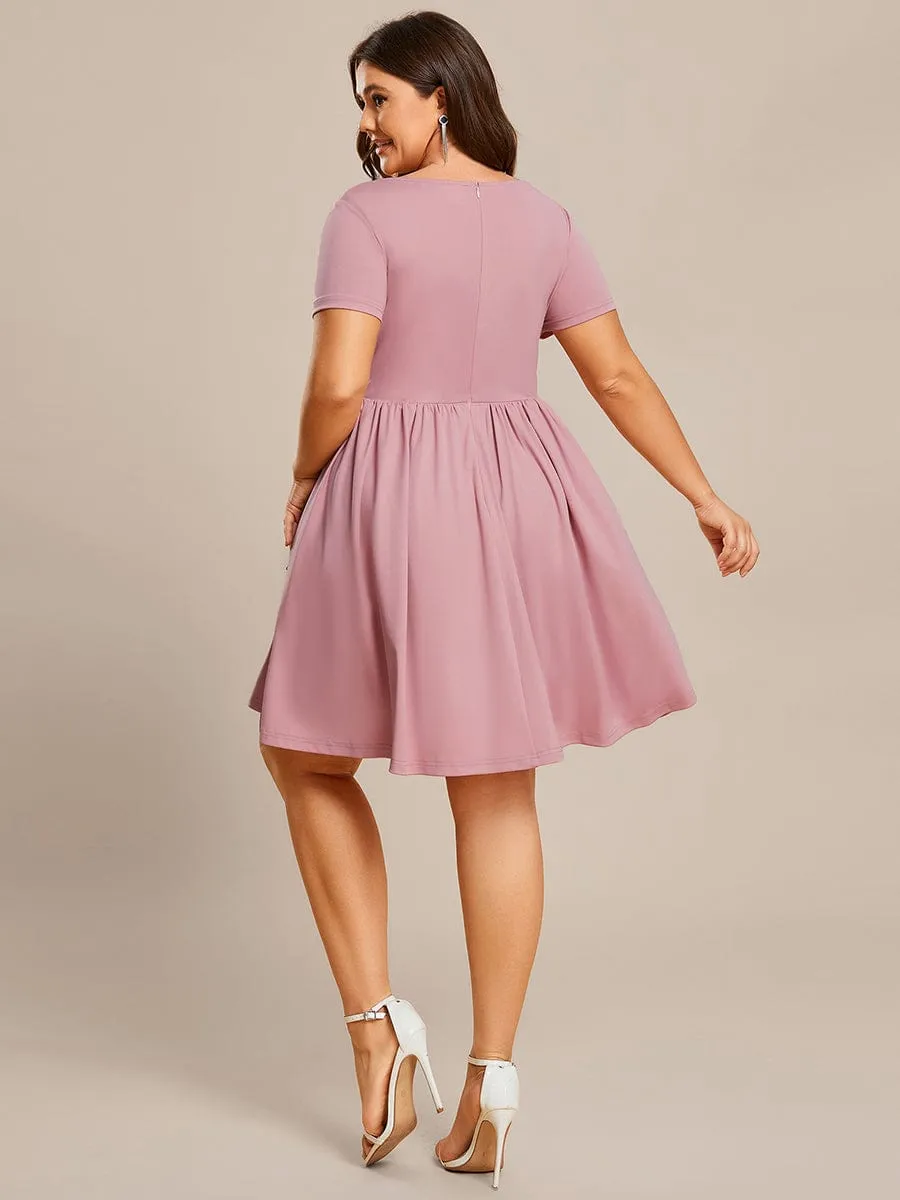 LARA | CASUAL V-NECK SHORT SLEEVE A-LINE DRESS