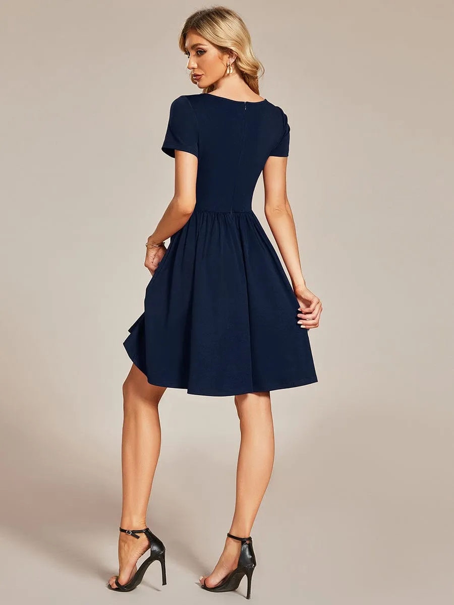 LARA | CASUAL V-NECK SHORT SLEEVE A-LINE DRESS