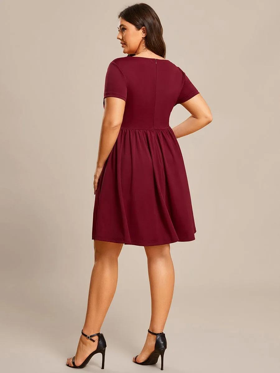 LARA | CASUAL V-NECK SHORT SLEEVE A-LINE DRESS