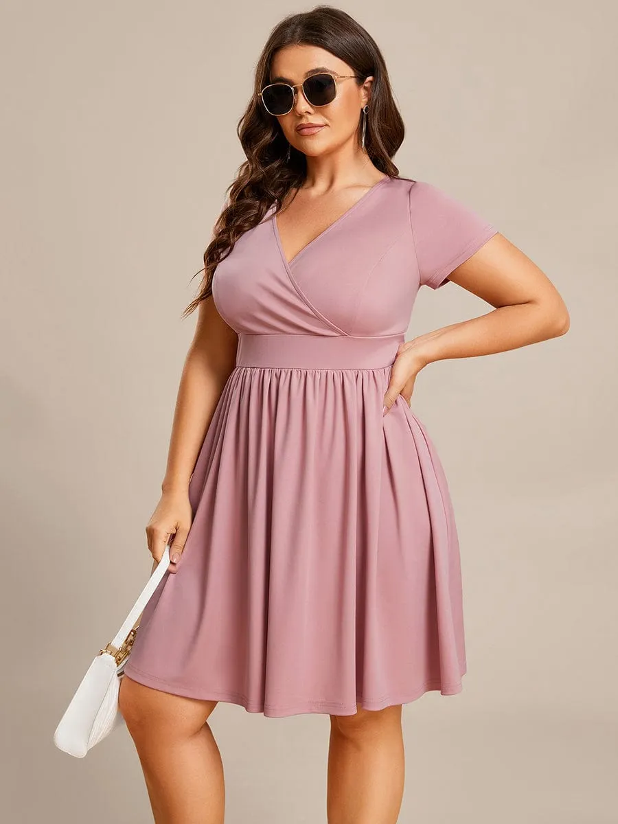 LARA | CASUAL V-NECK SHORT SLEEVE A-LINE DRESS
