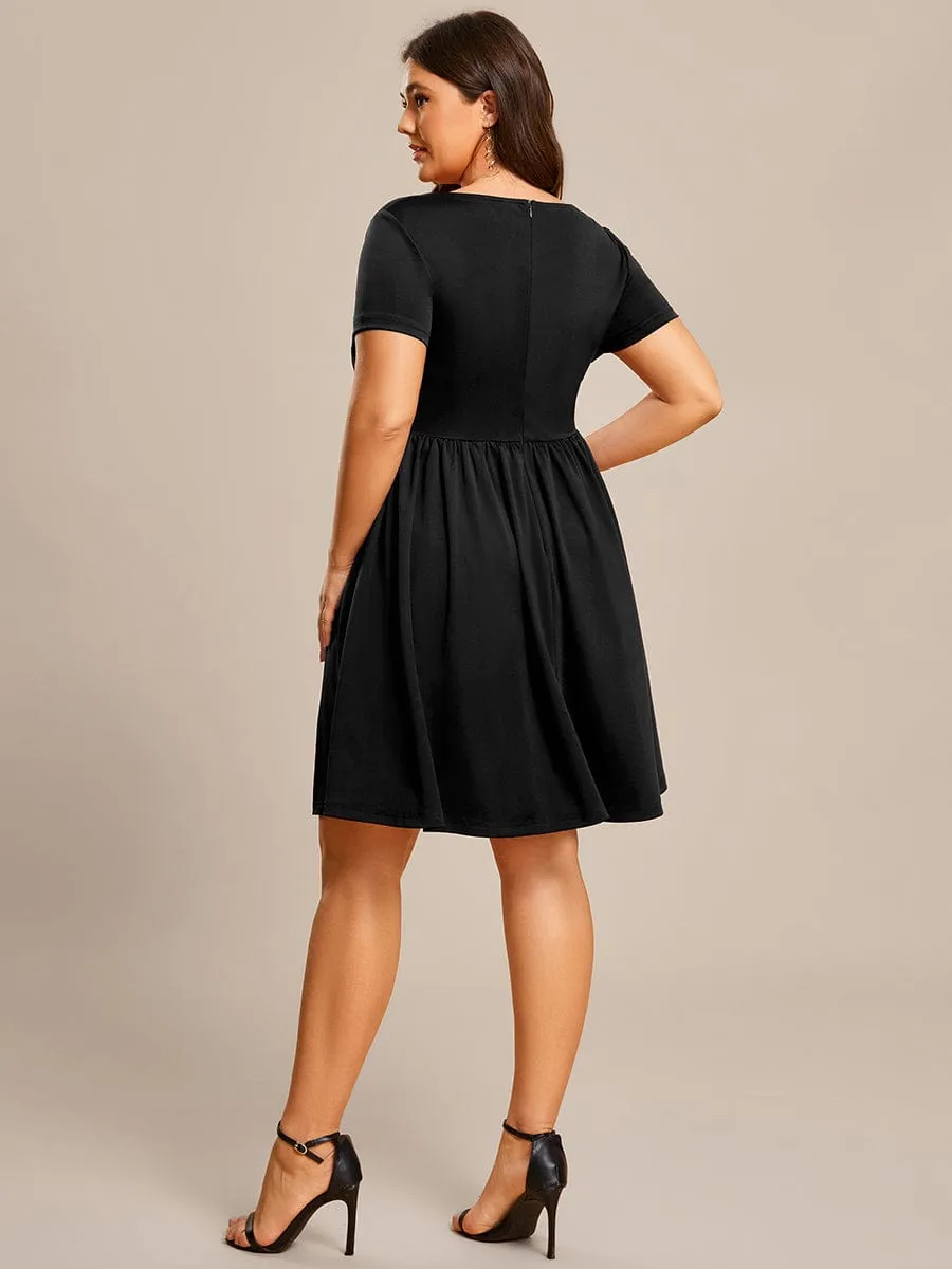 LARA | CASUAL V-NECK SHORT SLEEVE A-LINE DRESS