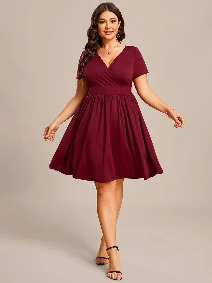 LARA | CASUAL V-NECK SHORT SLEEVE A-LINE DRESS
