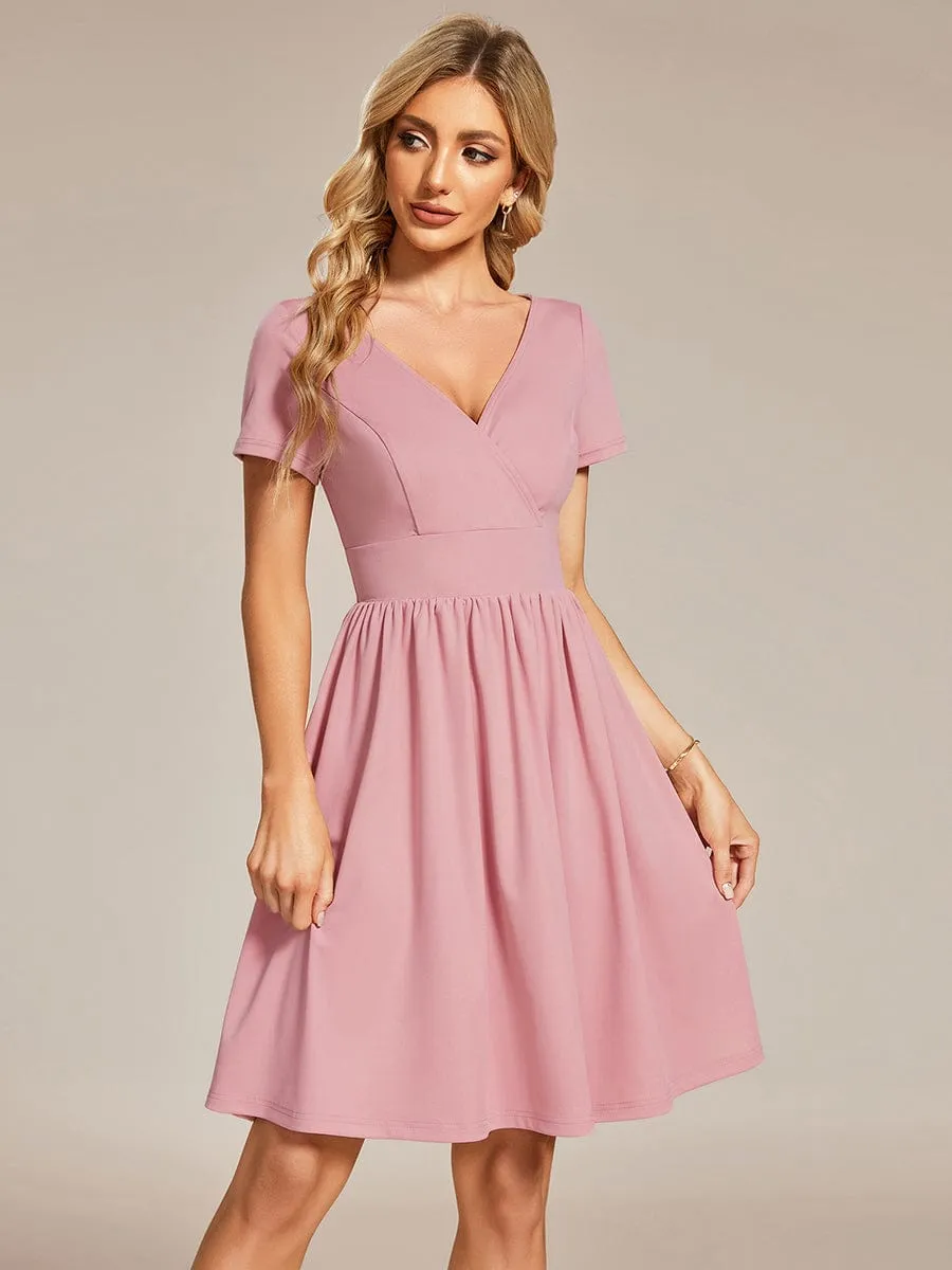LARA | CASUAL V-NECK SHORT SLEEVE A-LINE DRESS