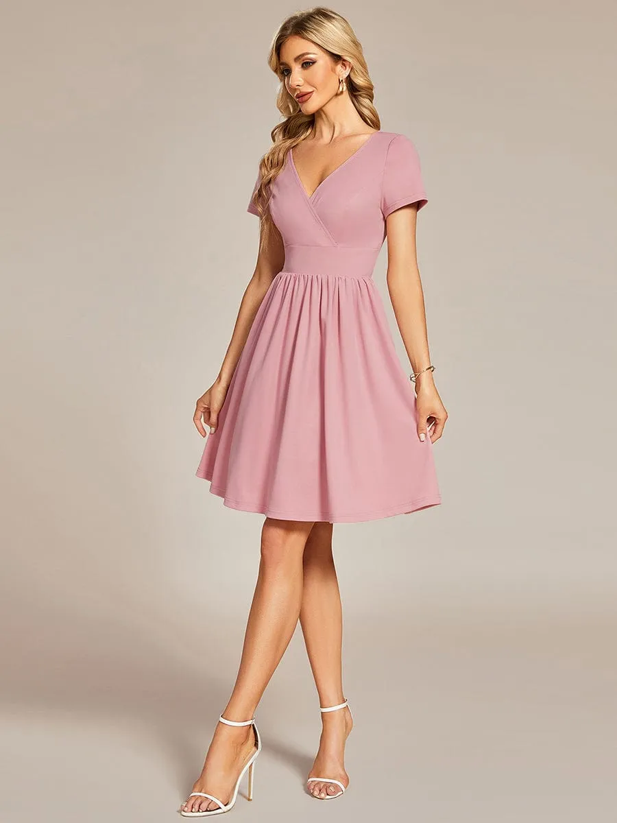 LARA | CASUAL V-NECK SHORT SLEEVE A-LINE DRESS