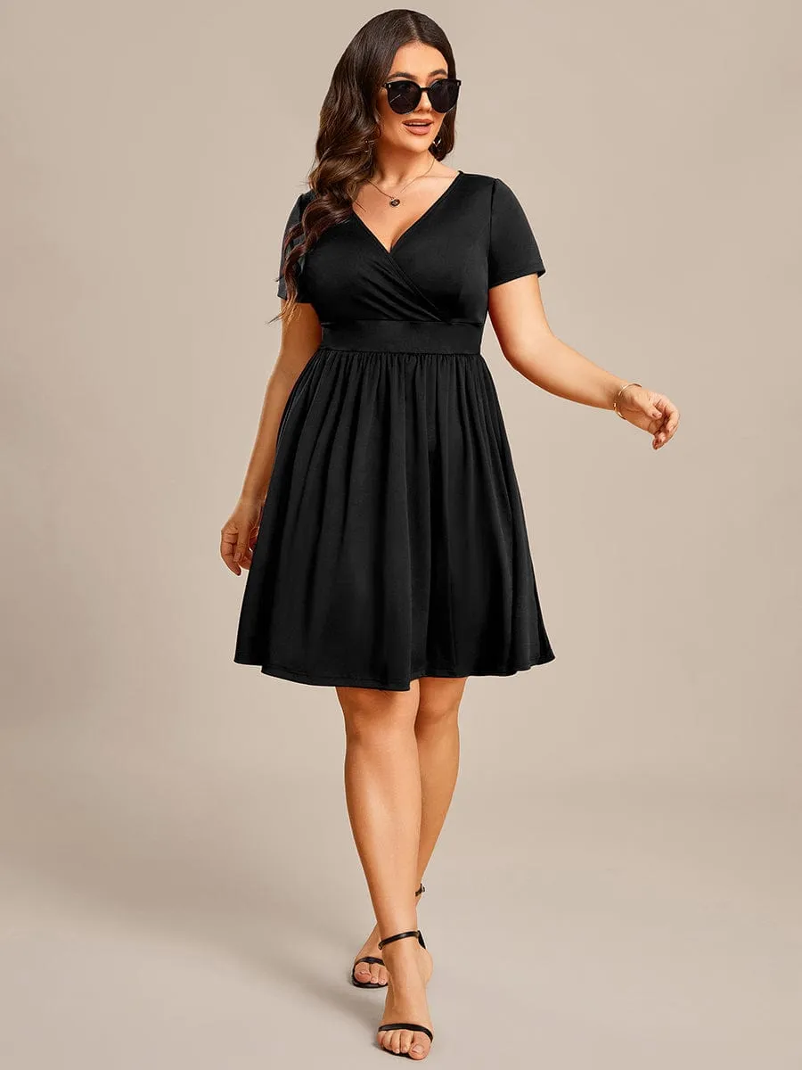 LARA | CASUAL V-NECK SHORT SLEEVE A-LINE DRESS