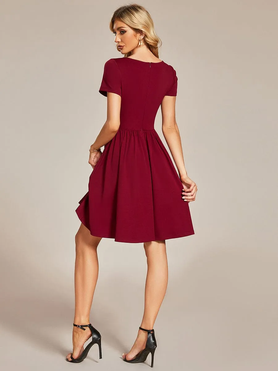 LARA | CASUAL V-NECK SHORT SLEEVE A-LINE DRESS