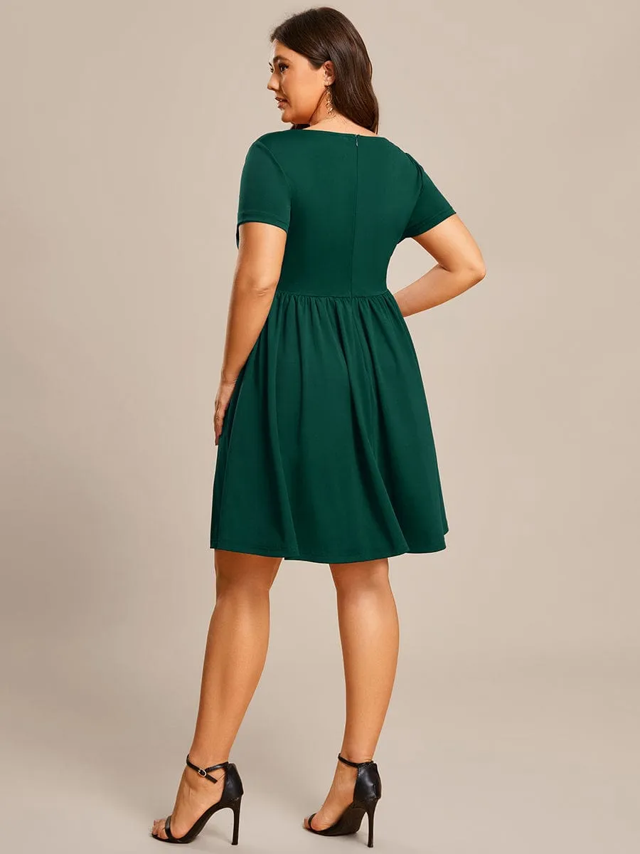 LARA | CASUAL V-NECK SHORT SLEEVE A-LINE DRESS