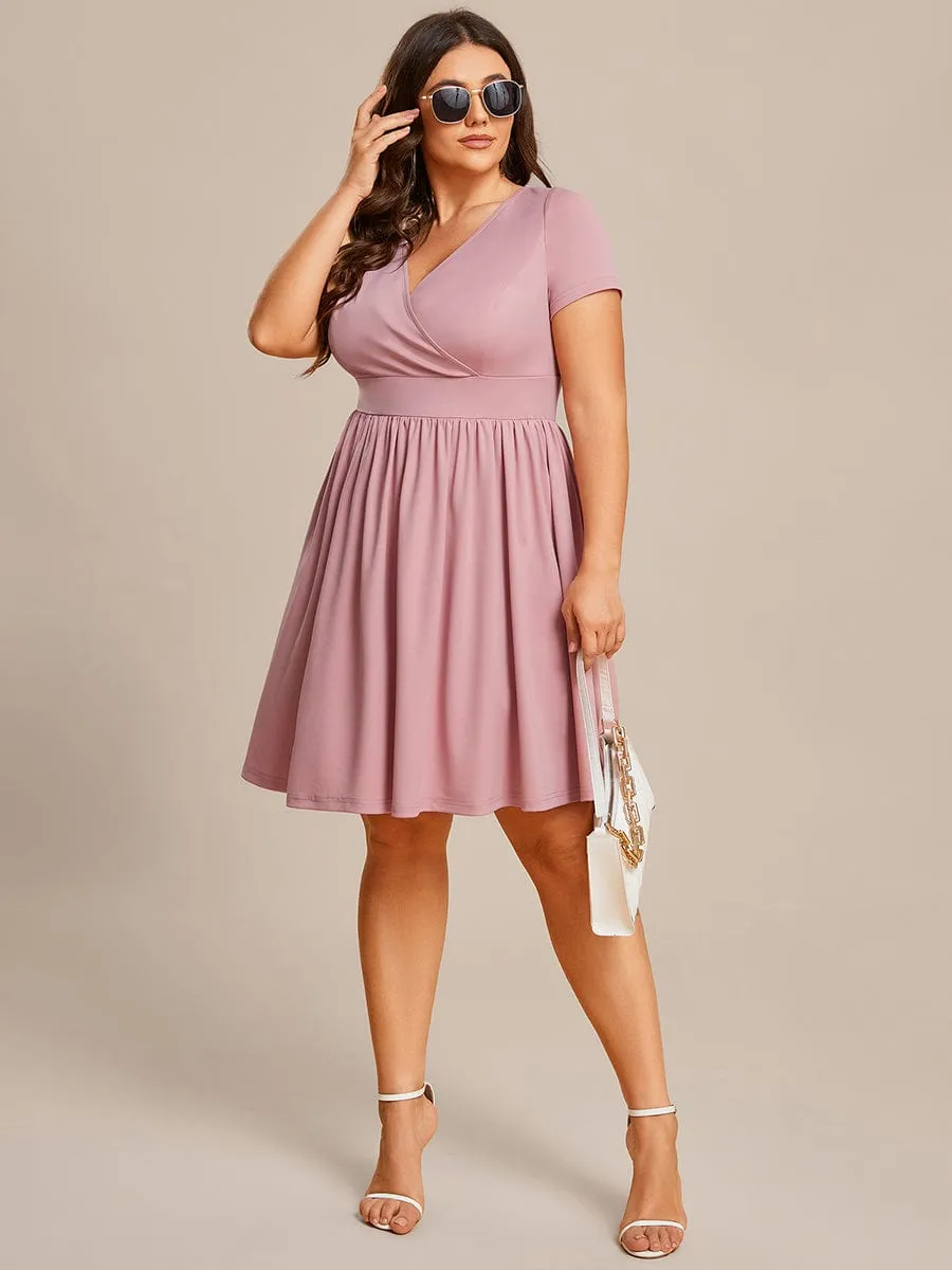 LARA | CASUAL V-NECK SHORT SLEEVE A-LINE DRESS