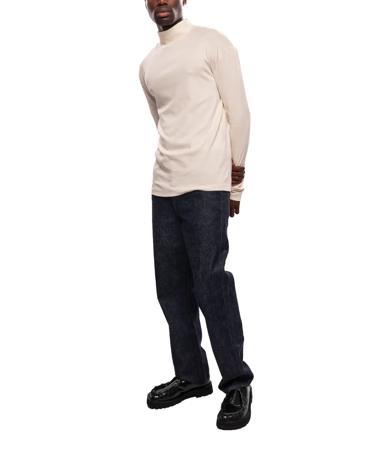 Long Sleeve Rib Turtle Neck Light Cream