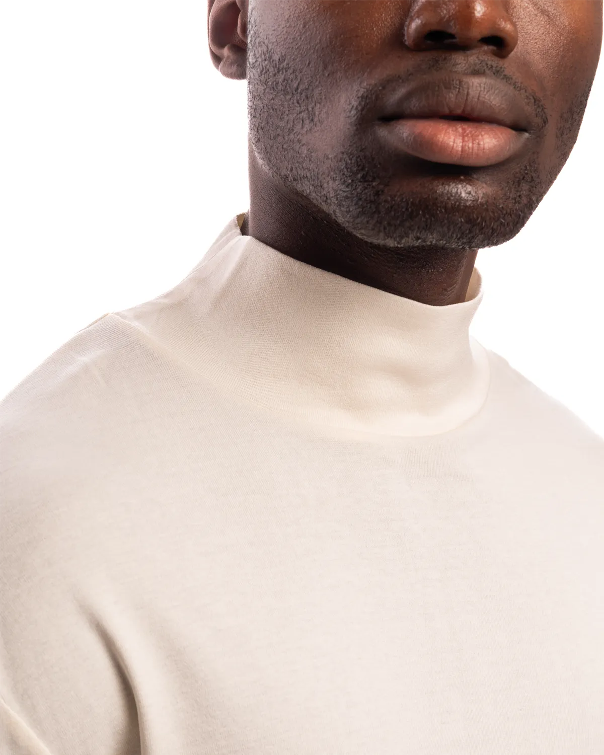 Long Sleeve Rib Turtle Neck Light Cream