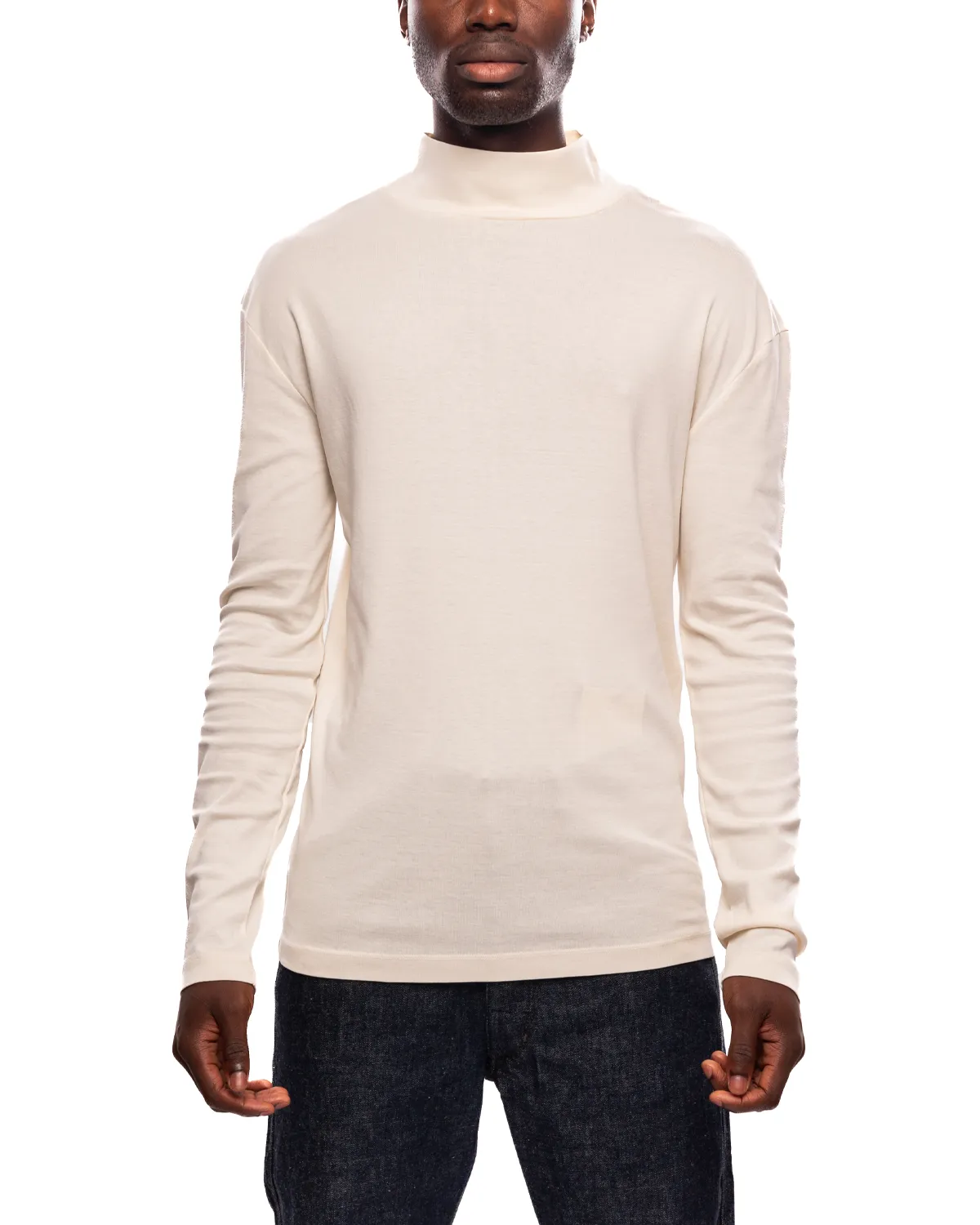Long Sleeve Rib Turtle Neck Light Cream