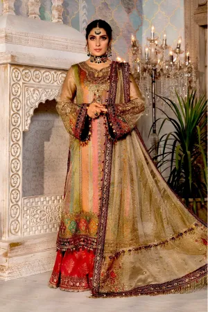 MARIA.B Mbroidered Heritage Edition ’21 – Bronze, Maroon and Carrot pink (BD-2207)