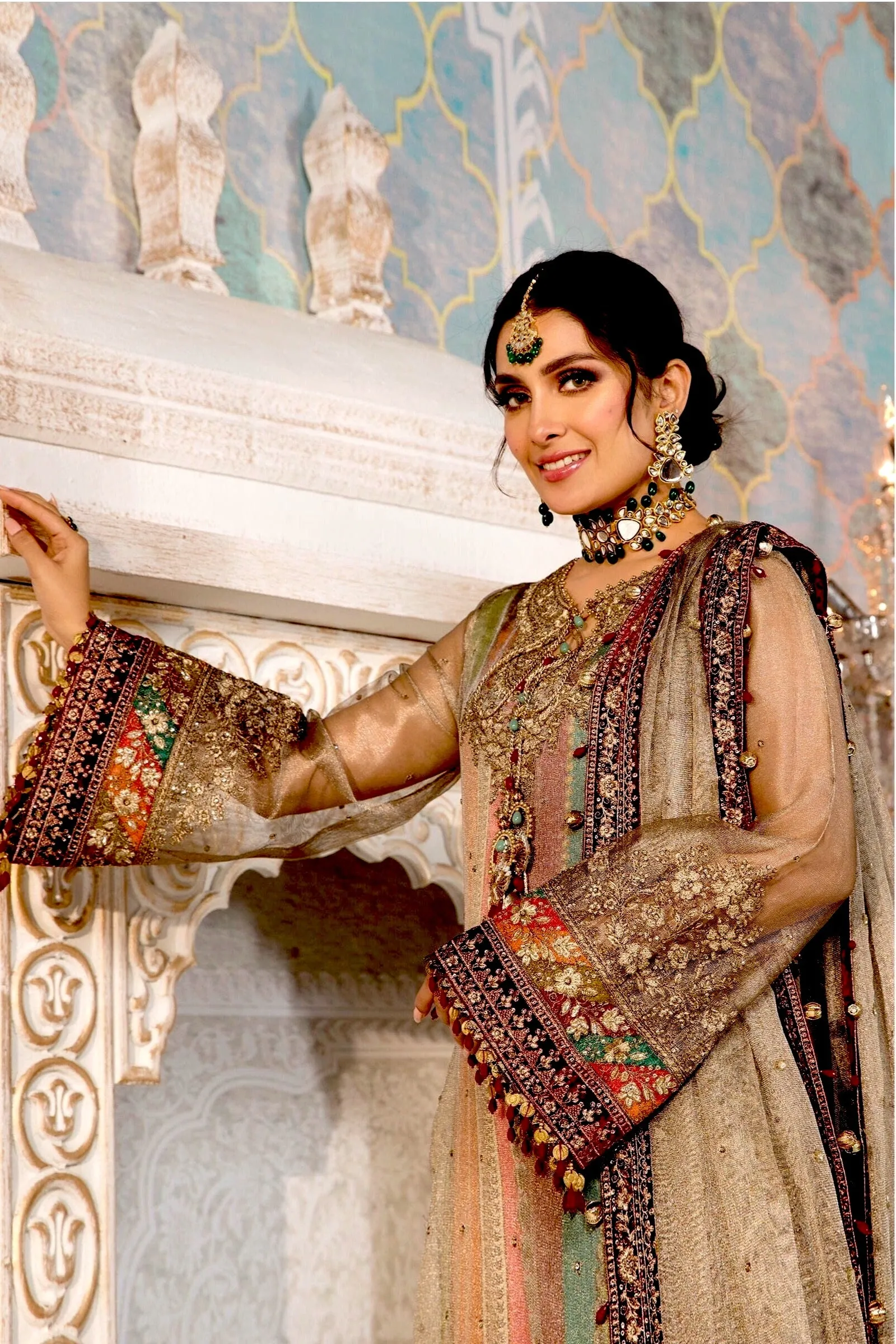 MARIA.B Mbroidered Heritage Edition ’21 – Bronze, Maroon and Carrot pink (BD-2207)