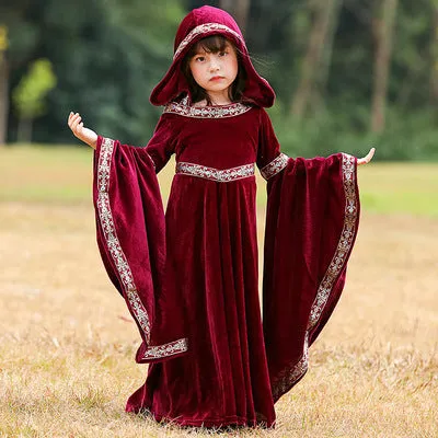 Medieval Court Hooded Dresses Matching Outfits Red Robes Costume