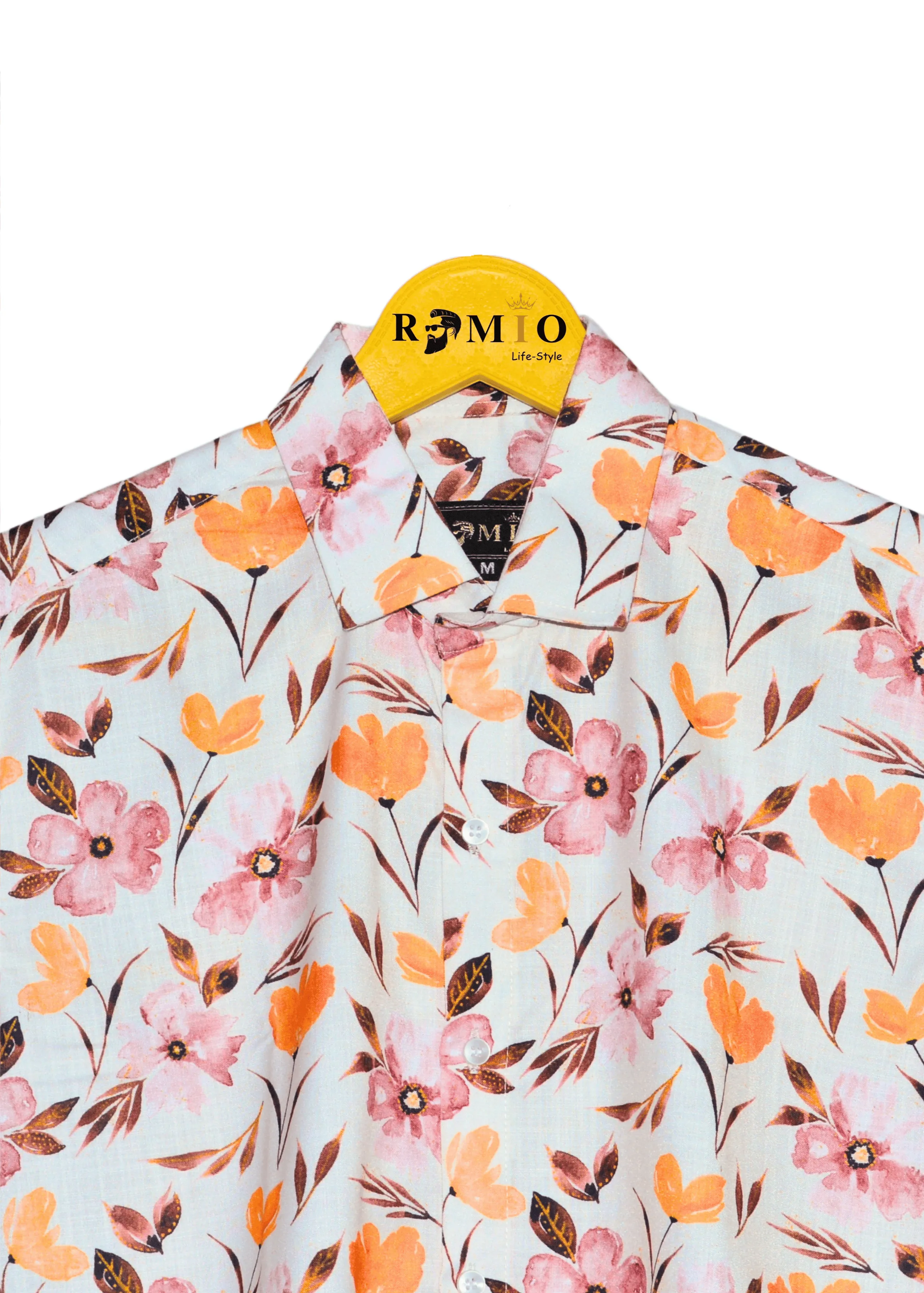 Men Regular Fit Printed Spread Collar Casual Half Sleev Shirt (f21)
