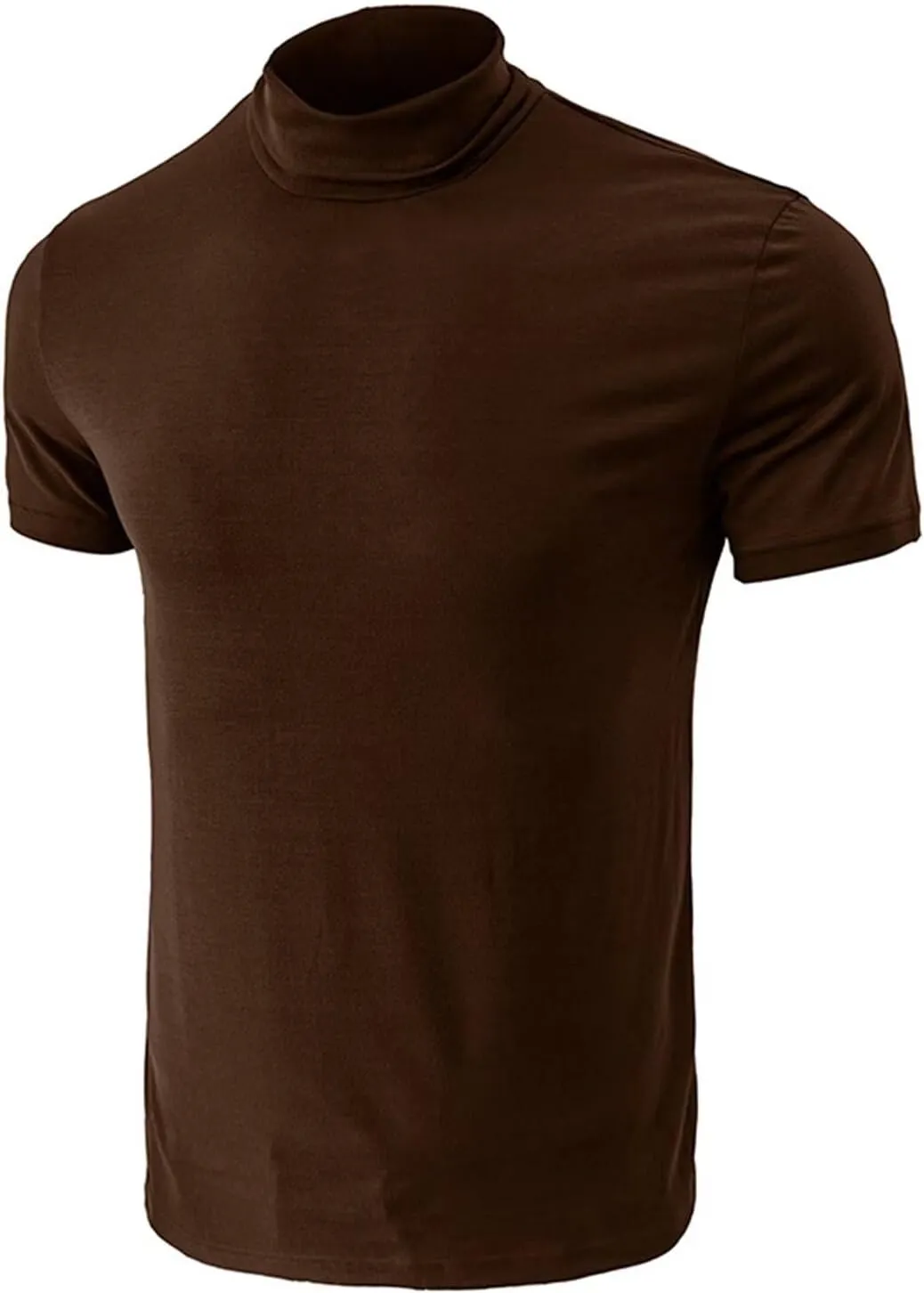 Men's Fashion Shirts Short Sleeve Mock Turtleneck T-Shirts Casual Undershirt Tops