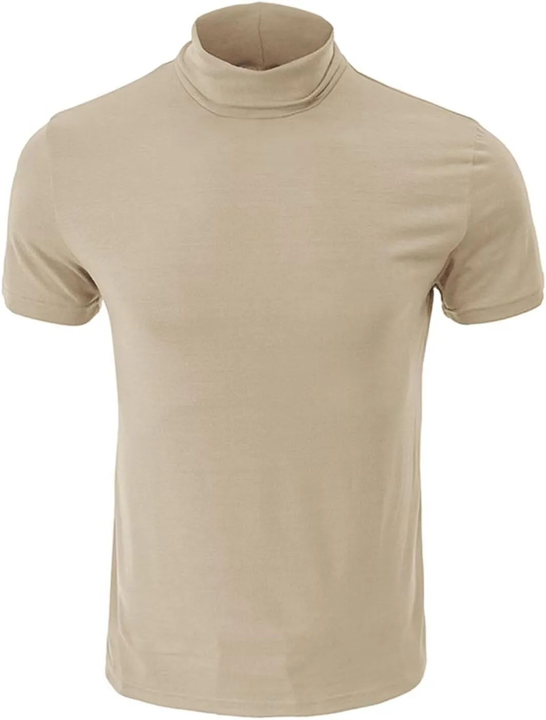 Men's Fashion Shirts Short Sleeve Mock Turtleneck T-Shirts Casual Undershirt Tops