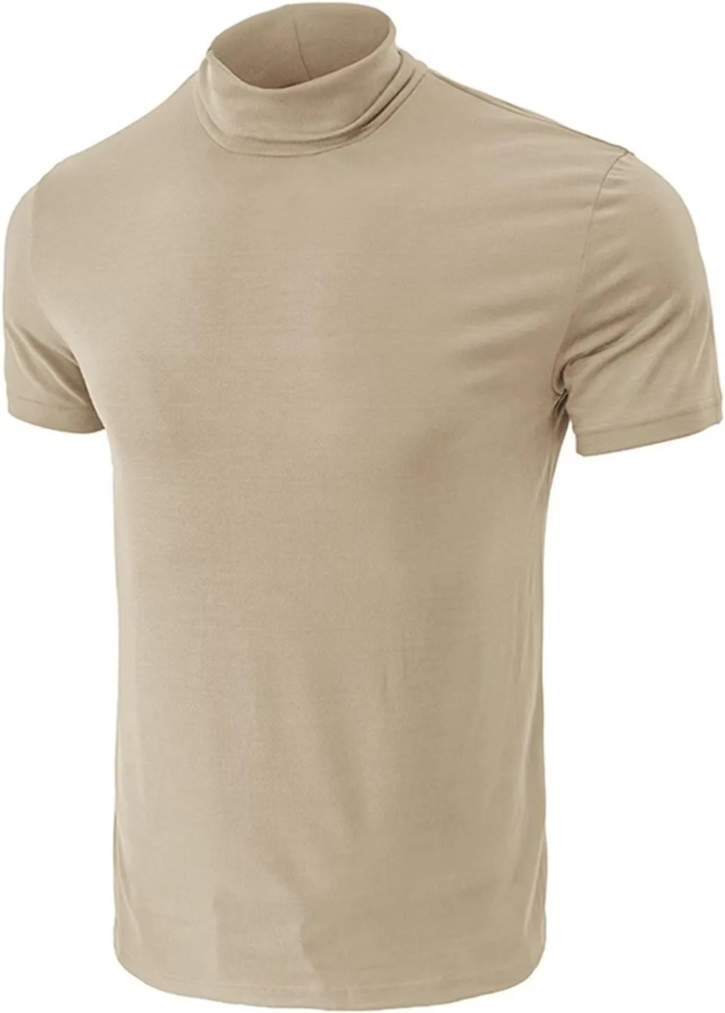 Men's Fashion Shirts Short Sleeve Mock Turtleneck T-Shirts Casual Undershirt Tops