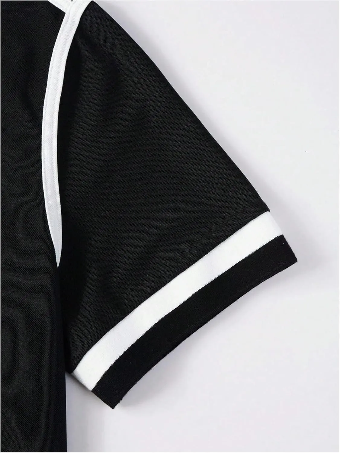 Men's Striped Collared T Shirt Short Sleeve Button Front Golf Shirt Casual Work Tops
