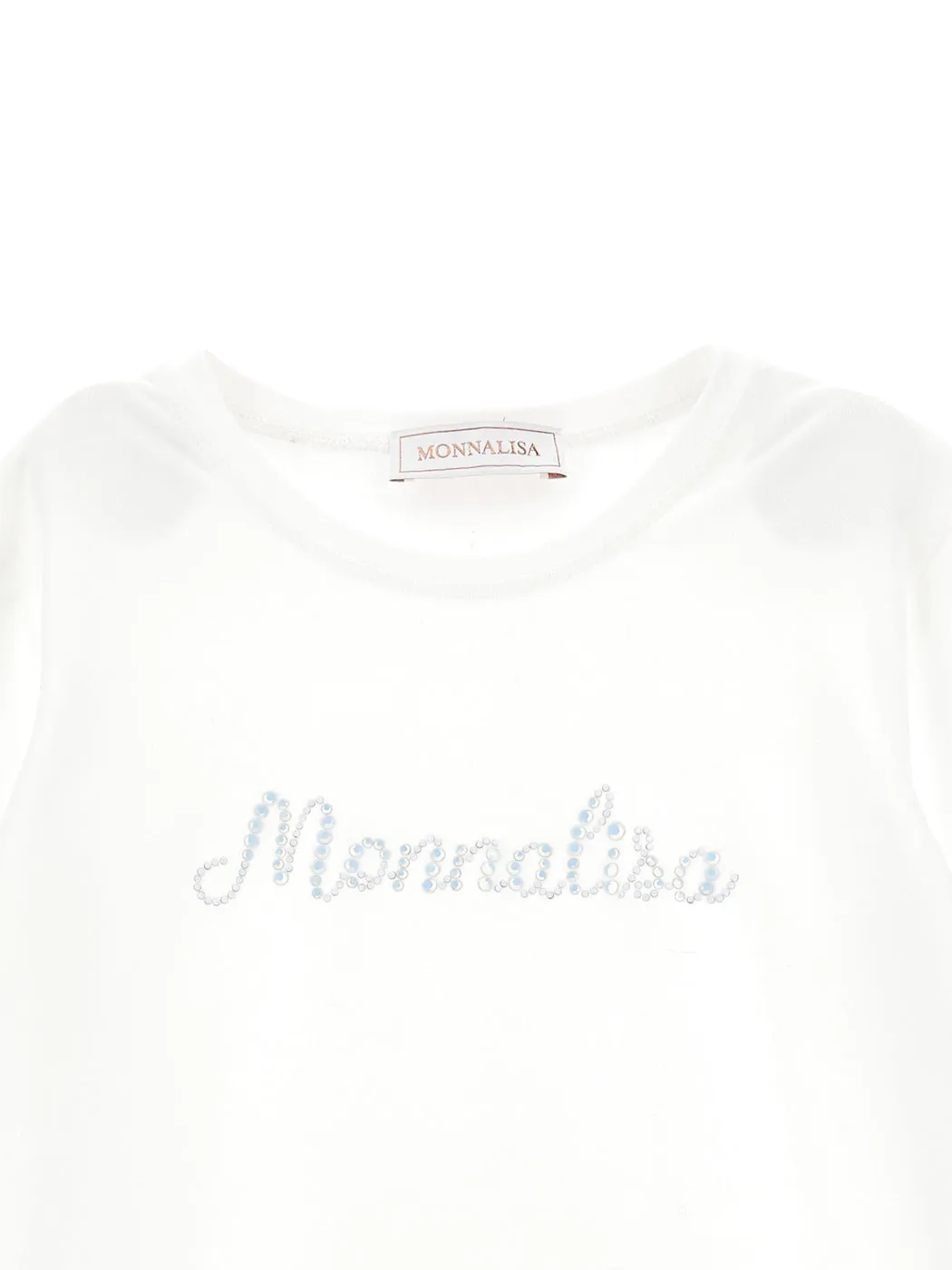 MONNALISA Ecru T-shirt with logo for girls-17B602
