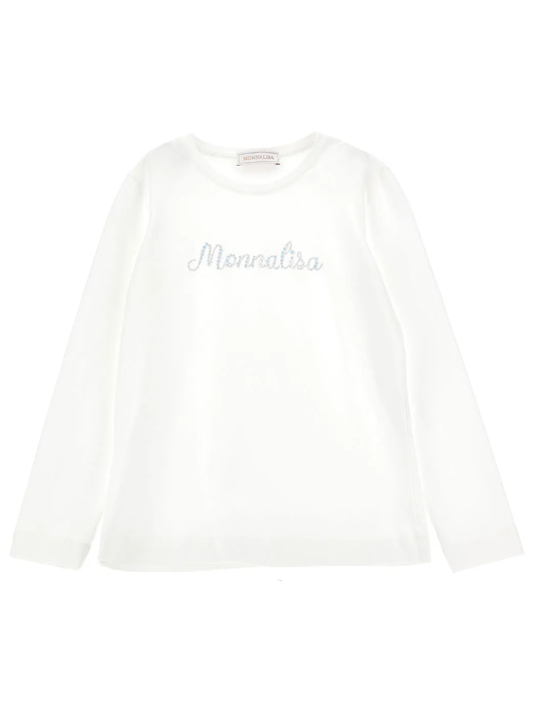 MONNALISA Ecru T-shirt with logo for girls-17B602