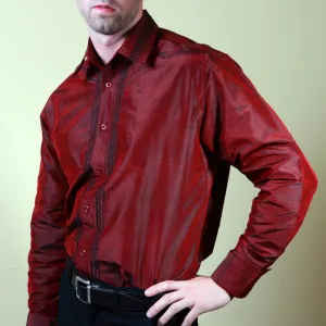 Nawab Red Embroidered Men's Silk Shirt