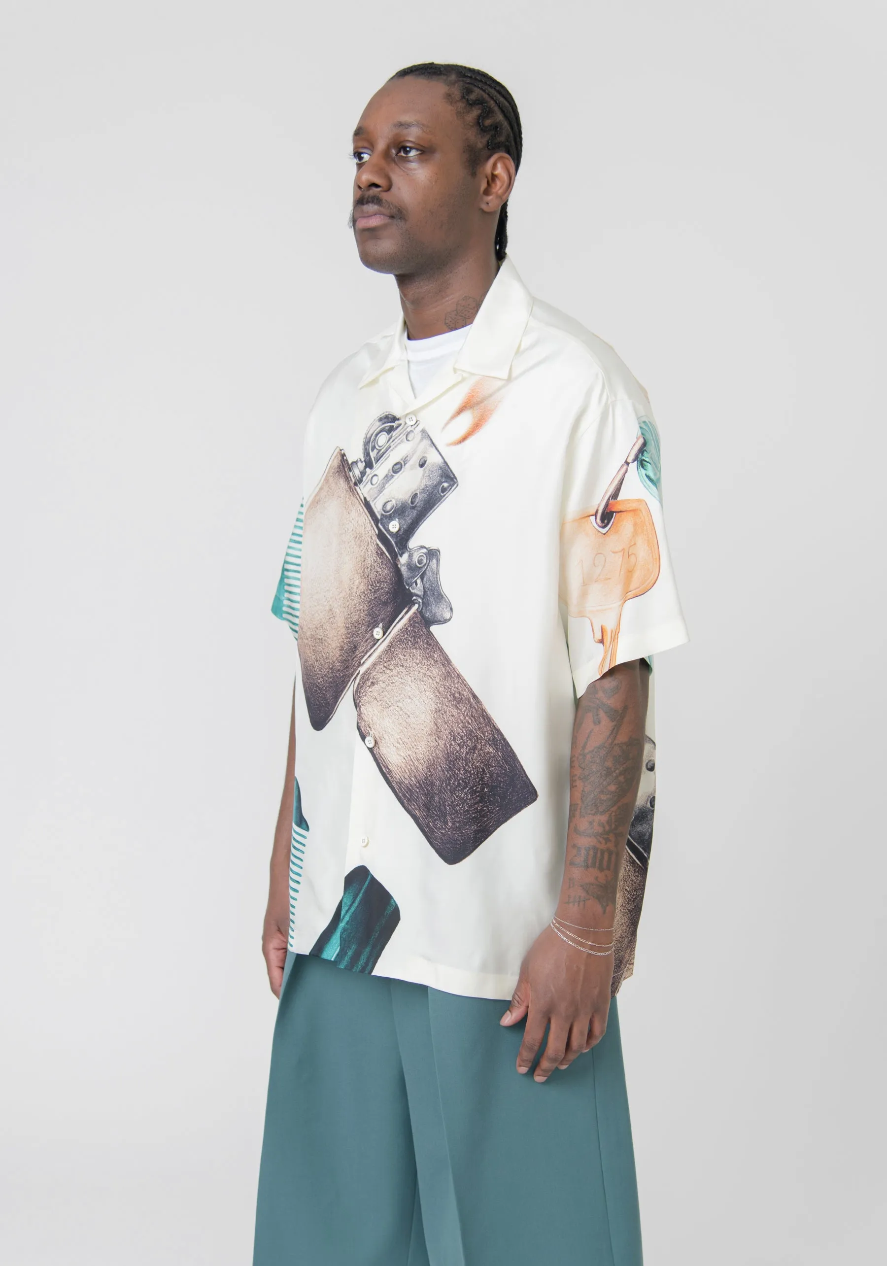 Objects Print Shirt Metal White J22DL0134