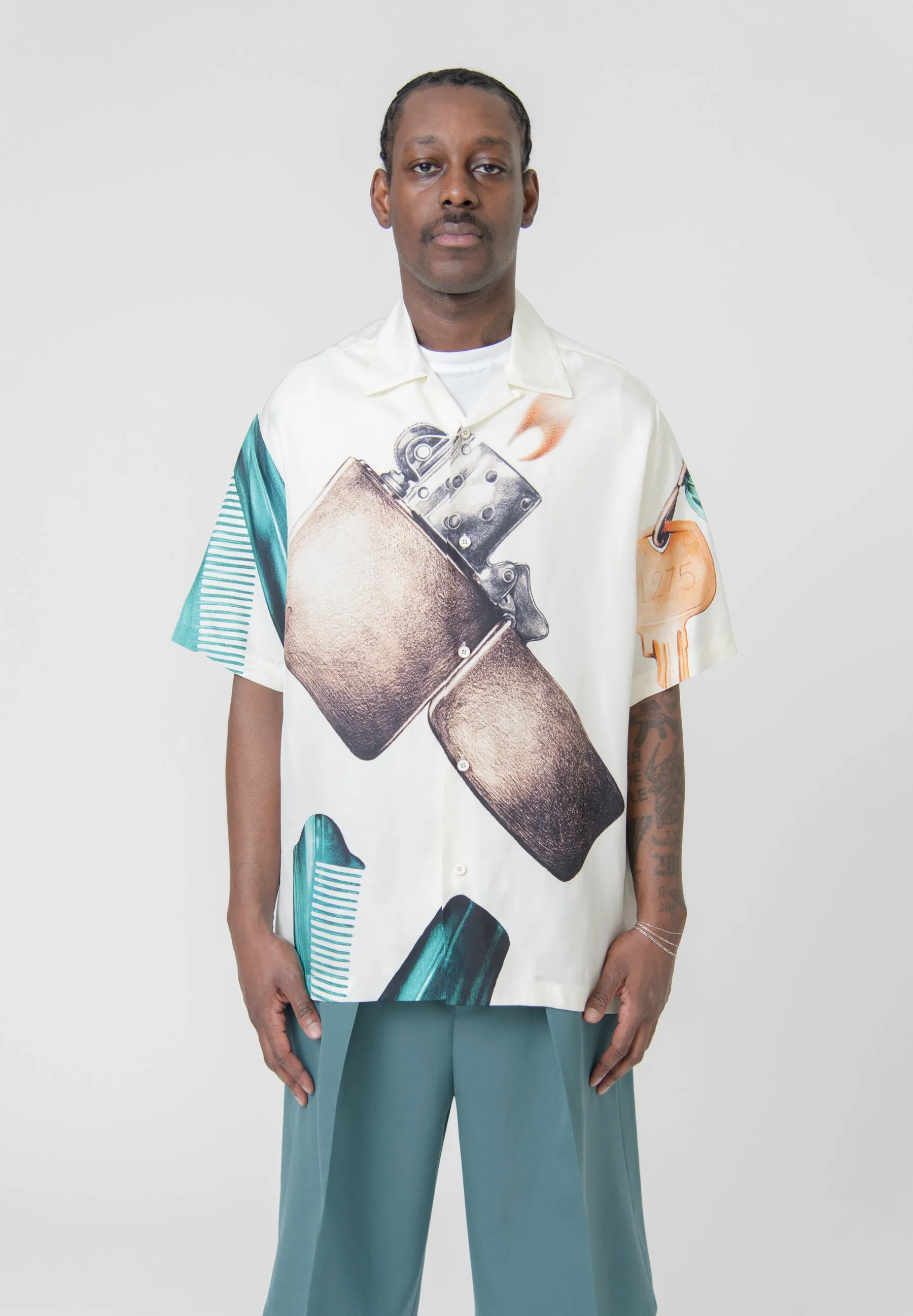 Objects Print Shirt Metal White J22DL0134