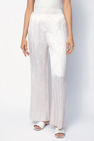 Plissé Satin Jacquard Pants in Perla