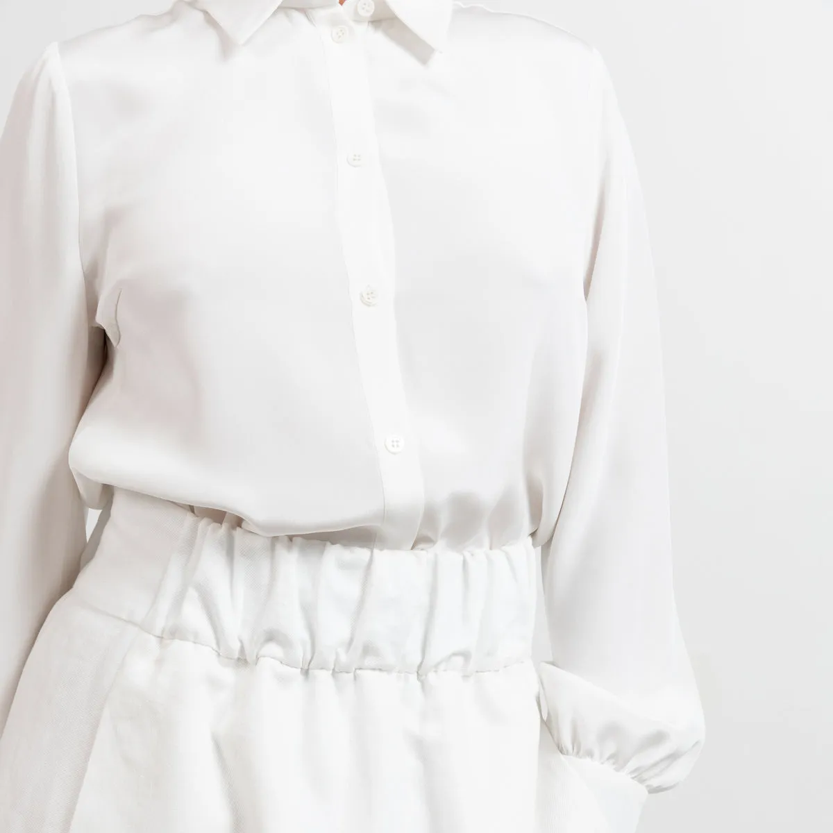 Puff Sleeve Silk Crepe Shirt