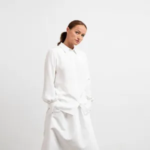 Puff Sleeve Silk Crepe Shirt