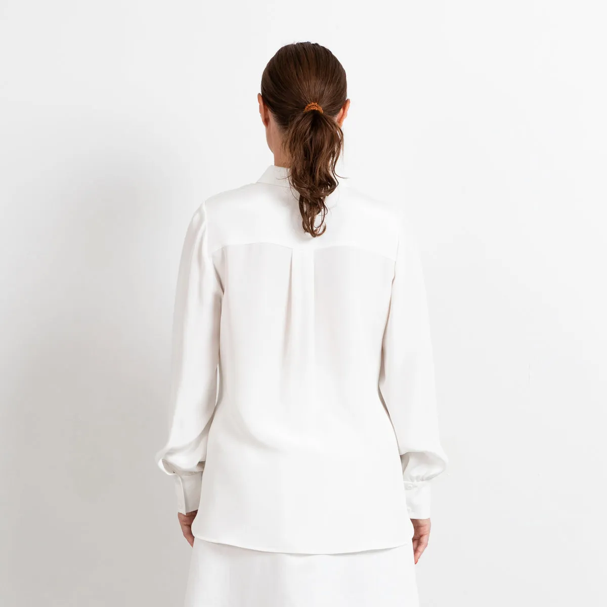 Puff Sleeve Silk Crepe Shirt