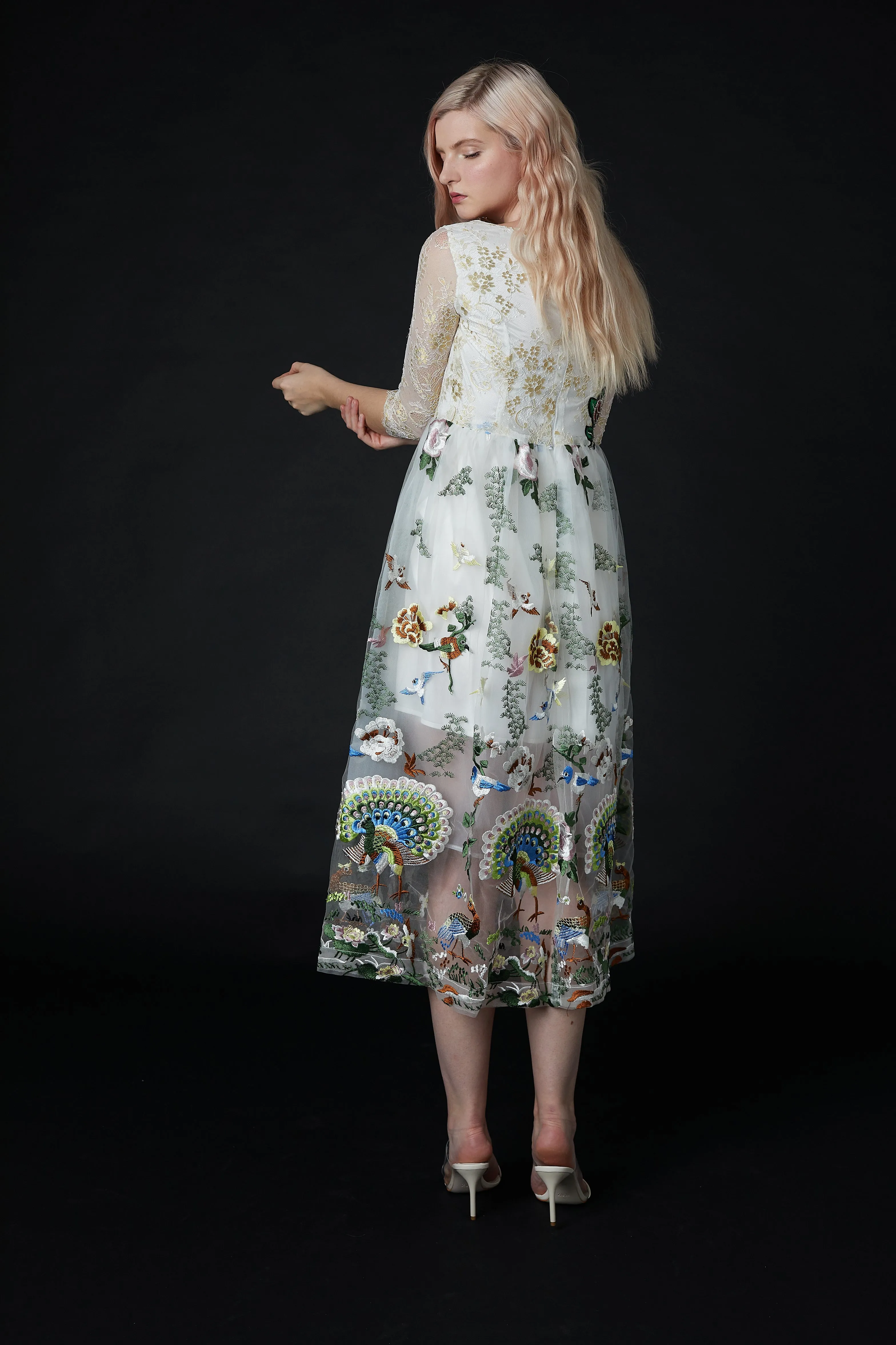 Qiaochu Embroidered Peacock Dress
