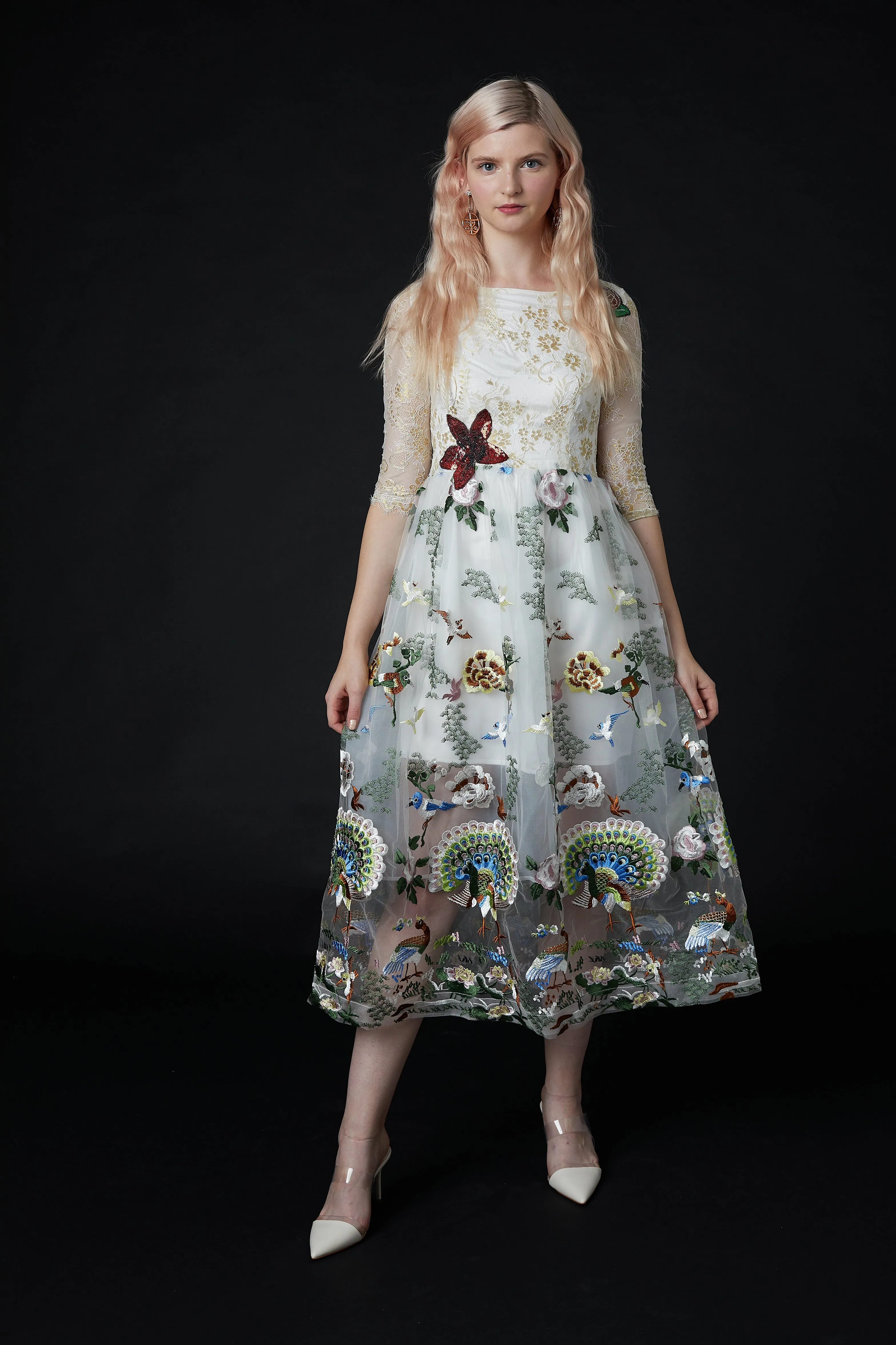 Qiaochu Embroidered Peacock Dress