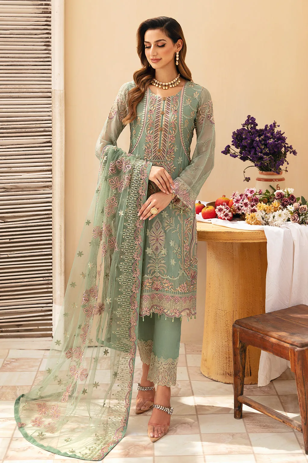 Ramsha Chevron Chiffon Formals – A-901