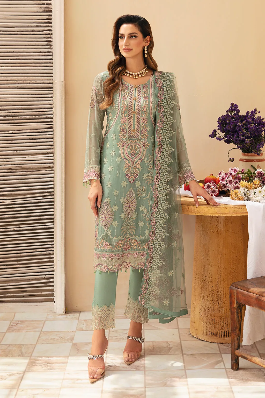 Ramsha Chevron Chiffon Formals – A-901