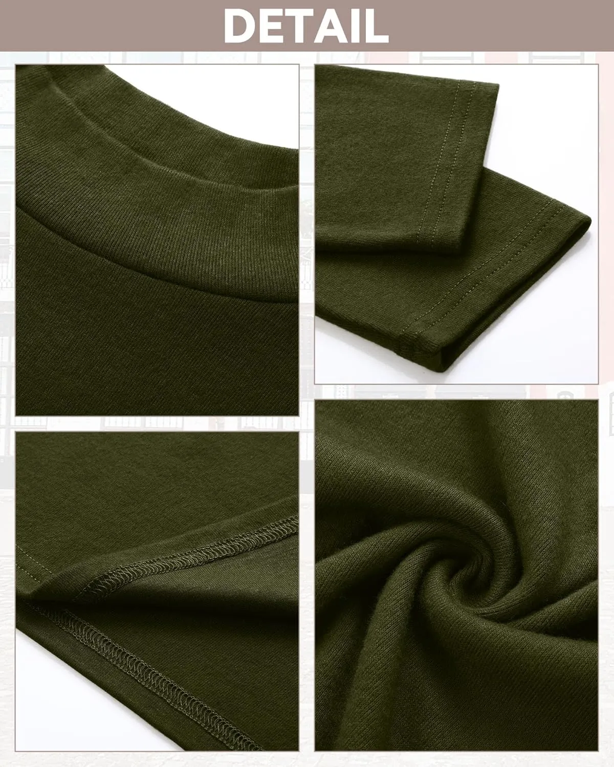 Riyiper 3 Pcs Men's Big and Tall Cotton Shirts Mock Turtleneck Long Sleeve Tops Loose Fit Plus Size Casual Basic Tees