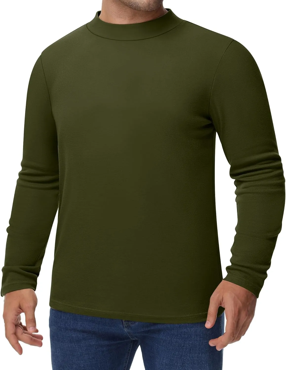 Riyiper 3 Pcs Men's Big and Tall Cotton Shirts Mock Turtleneck Long Sleeve Tops Loose Fit Plus Size Casual Basic Tees