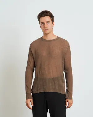 Ruffle Silk Box T-Shirt in Olive