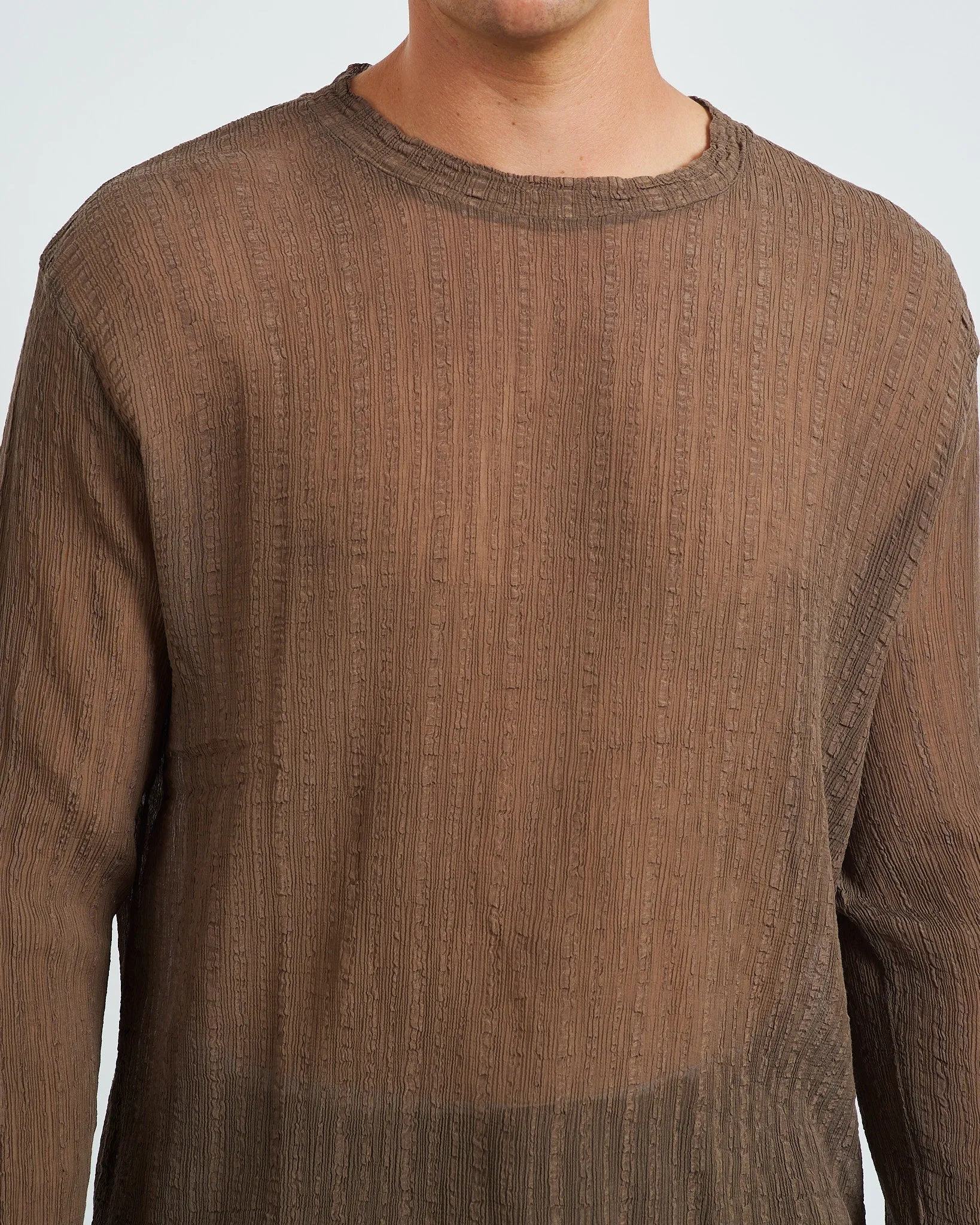 Ruffle Silk Box T-Shirt in Olive