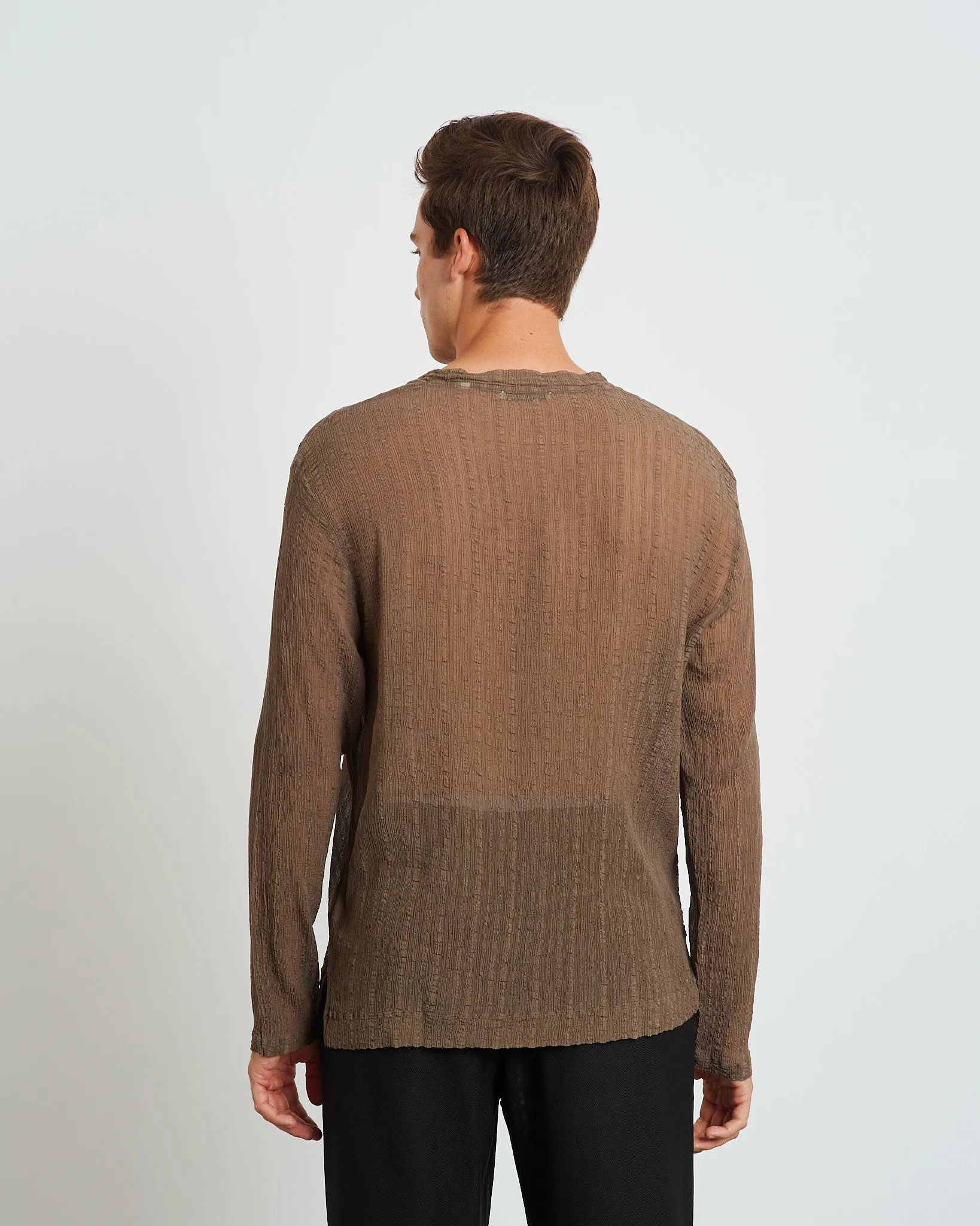 Ruffle Silk Box T-Shirt in Olive