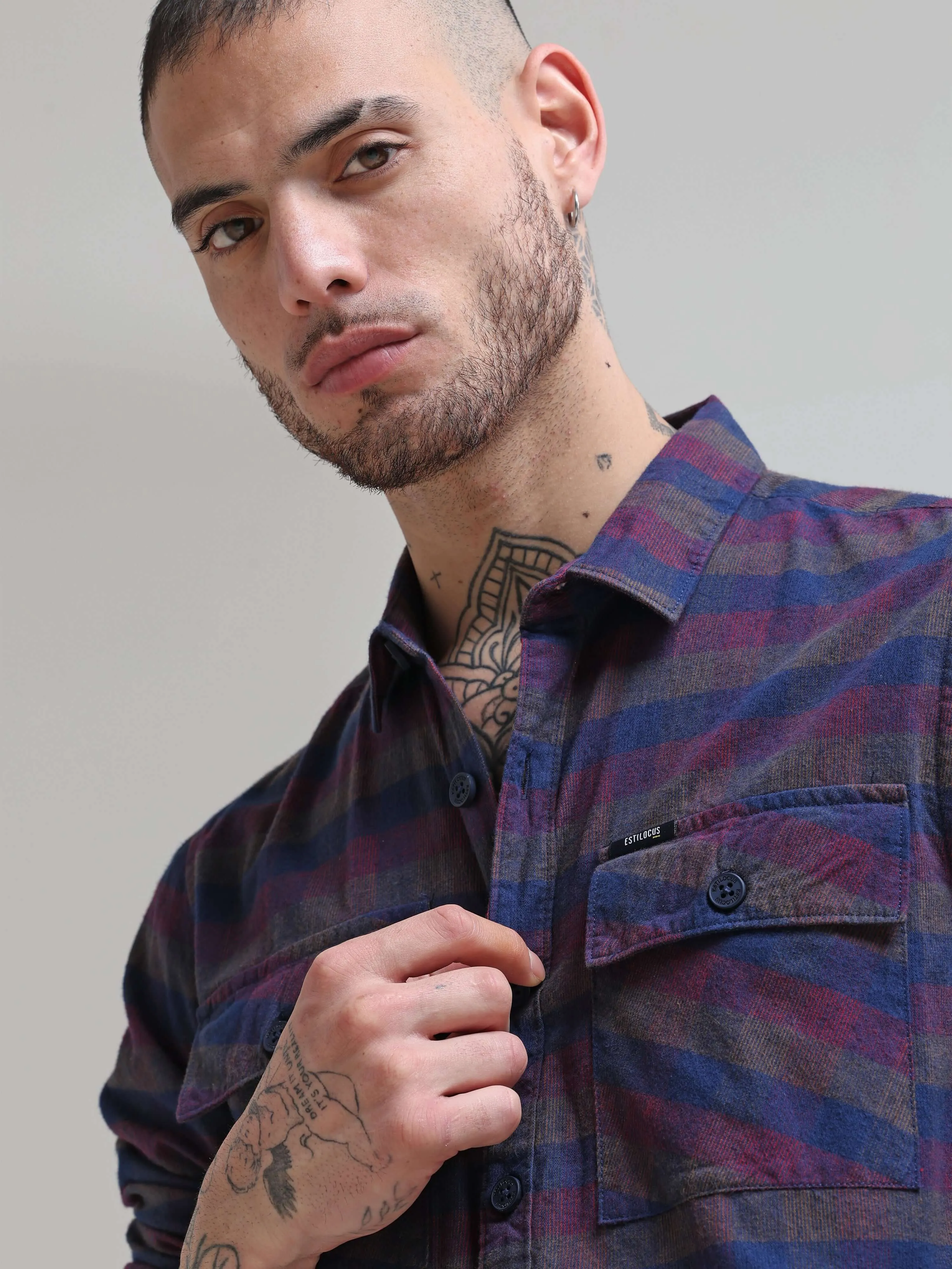 Rustic Burgundy Corduroy Checks Shirt