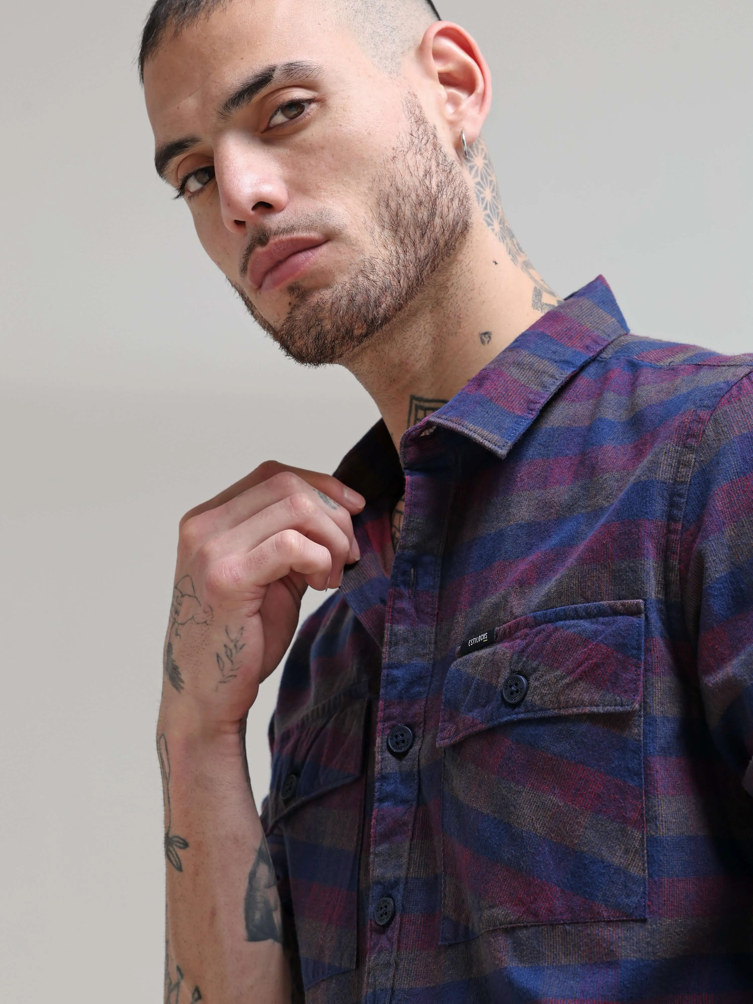 Rustic Burgundy Corduroy Checks Shirt