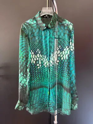 Scaled Silk Shirt Torquise
