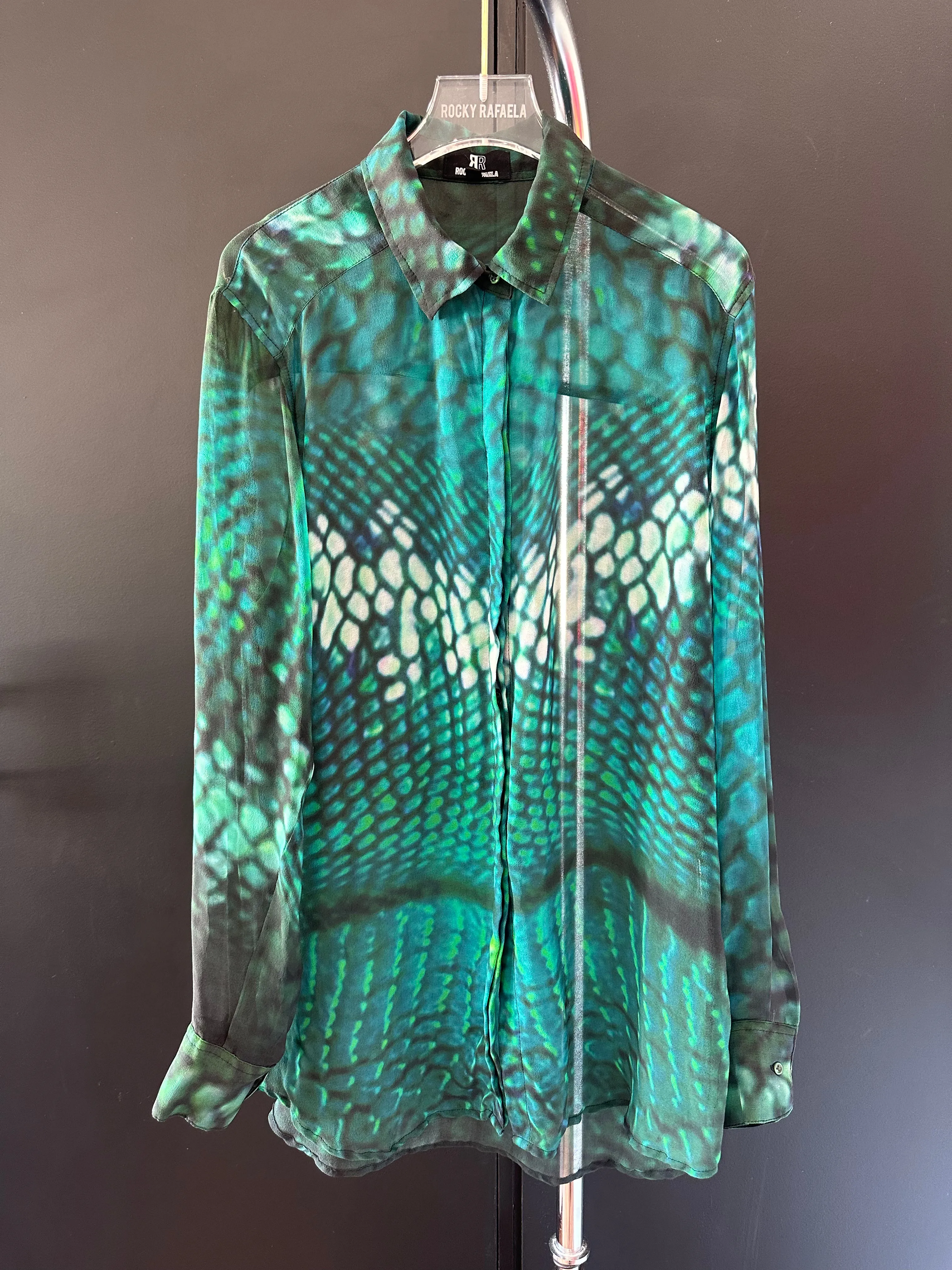 Scaled Silk Shirt Torquise