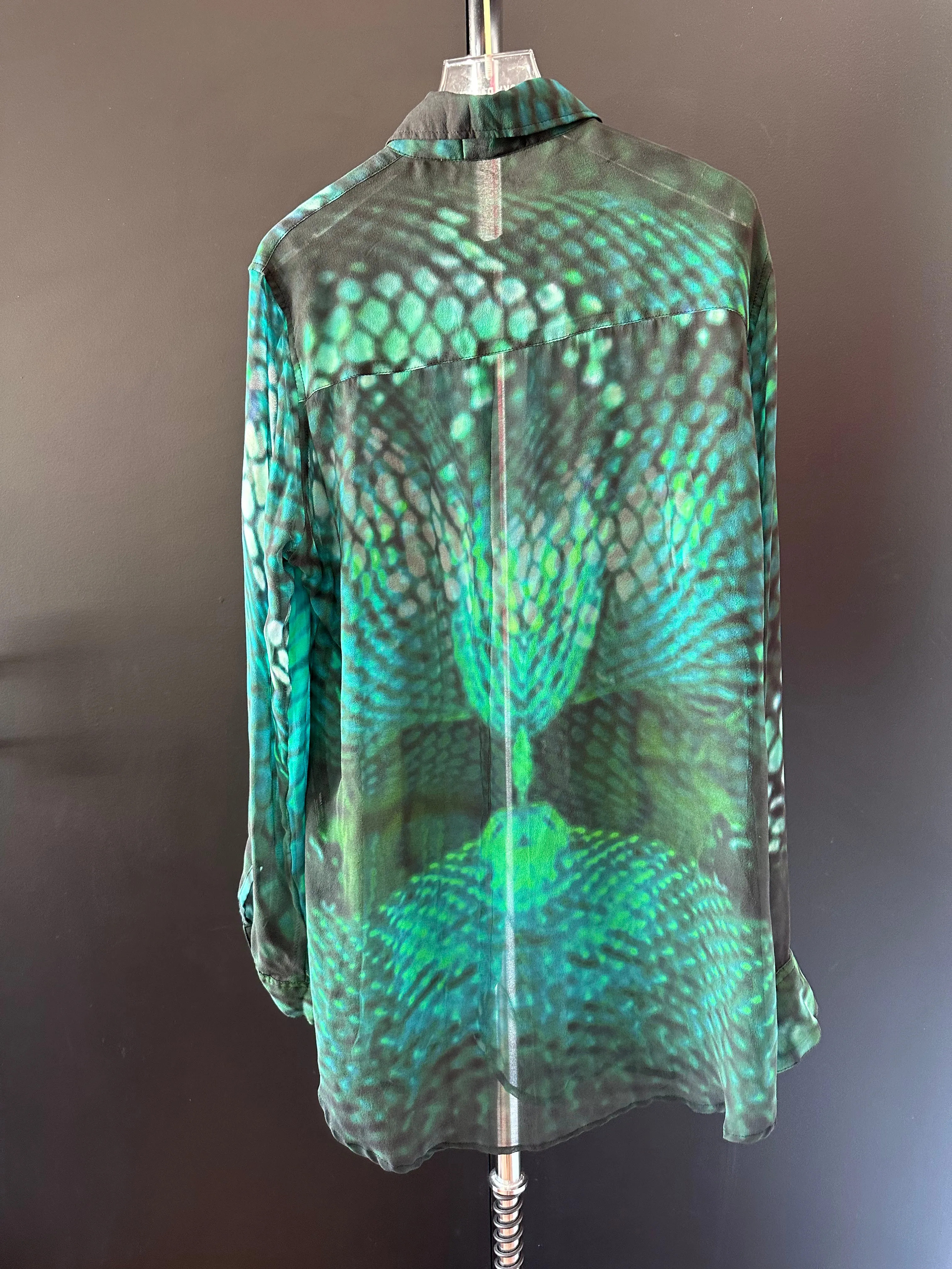 Scaled Silk Shirt Torquise