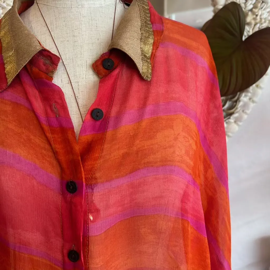 Silk Daisy Shirt – Fuchsia