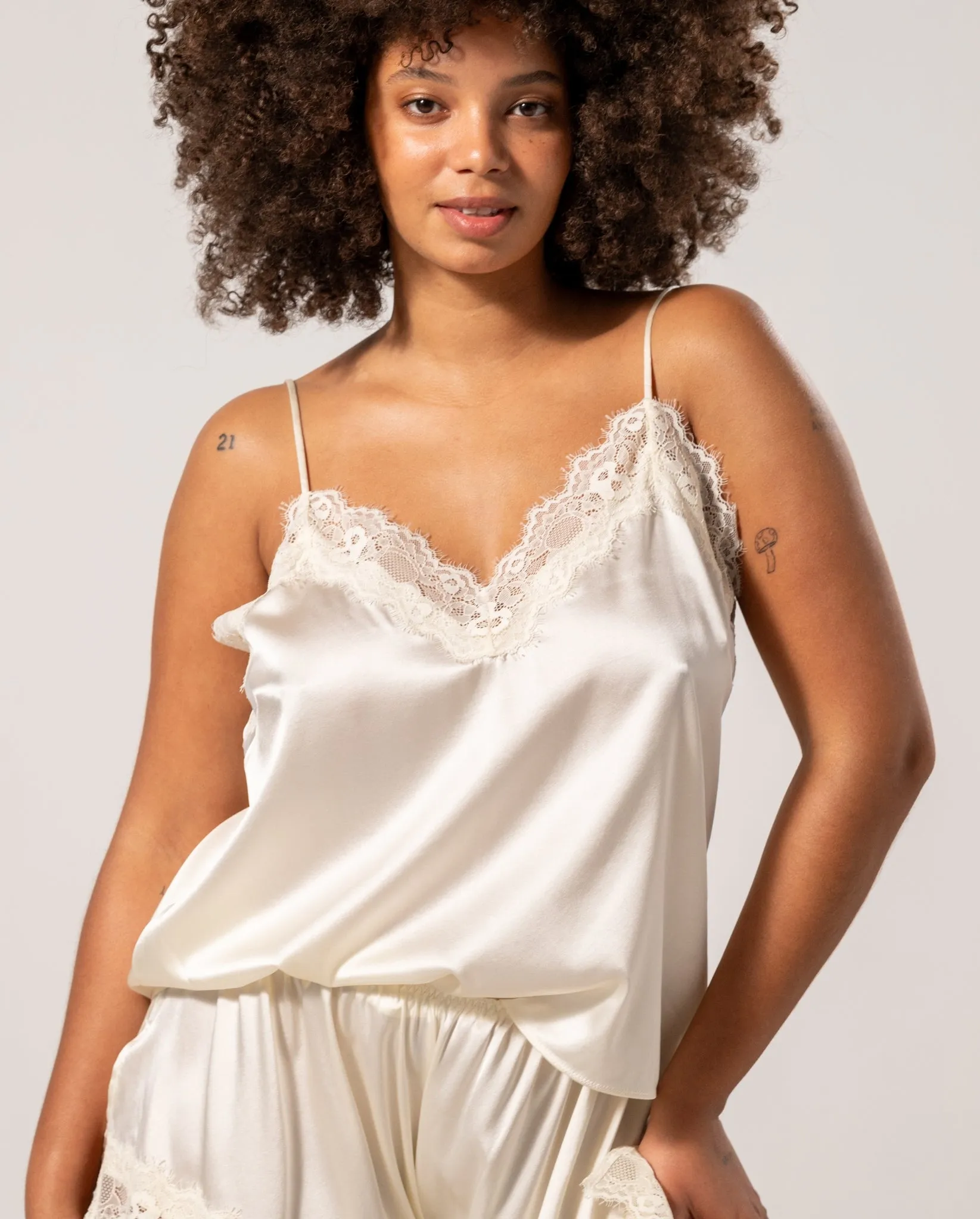 Silk Lace Camisole Cream White